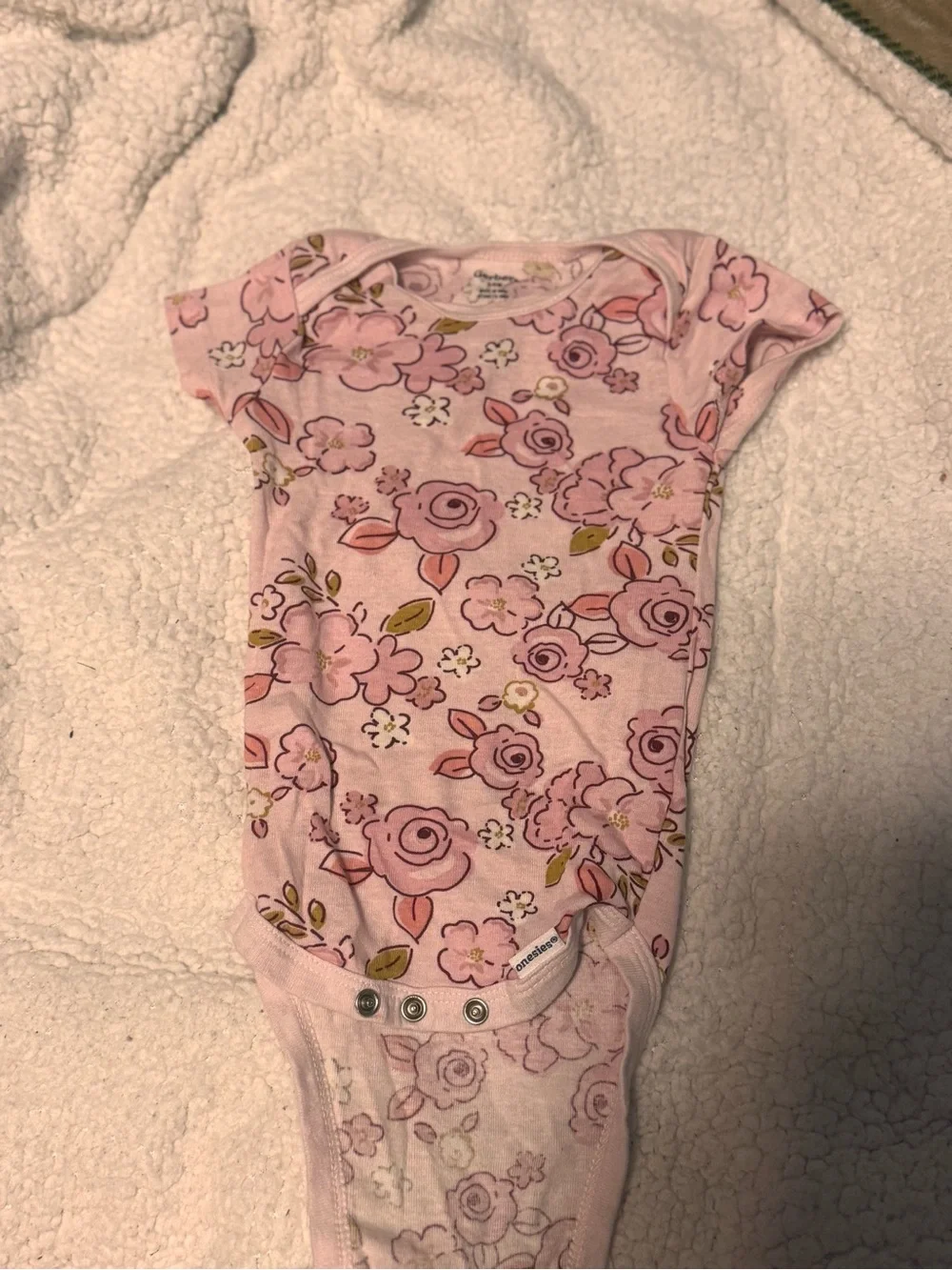 Gerber Pink Floral Baby Bodysuit with Rose Print
